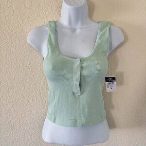 Green ribbed tank Size M NEW